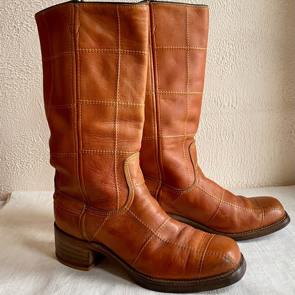 Mens vintage 1970's Wrangler Campus Boots with block stitched detail Size 10D